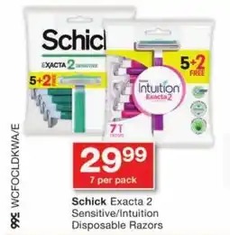 Checkers Schick Exacta 2 Sensitive/ Intuition Disposable Razors offer