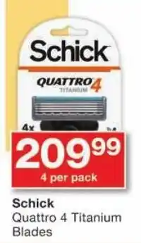Checkers Schick Quattro 4 Titanium Blades offer