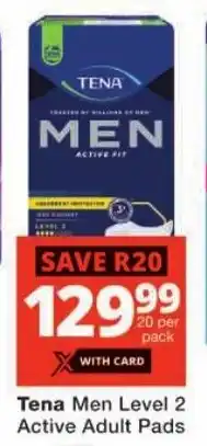 Checkers Tena Men Level 2 Active Adult Pads offer
