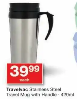 Checkers Travelvac Stainless Steel Travel Mug with Handle offer