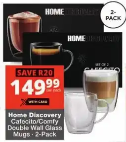 Checkers Home Discovery Cafecito/Comfy Double Wall Glass Mugs offer