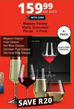 Checkers Maison Forine Marta Glassware Range offer