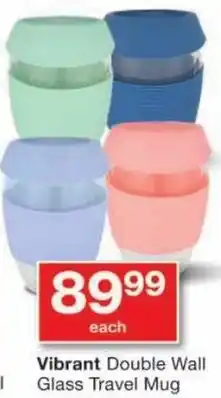 Checkers Vibrant Double Wall Glass Travel Mug offer
