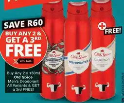 Checkers Buy Any Old Spice Men's Deodorant All Variants & Get a 3rd FREE offer