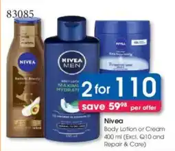 Clicks Nivea Body Lotion or Cream offer