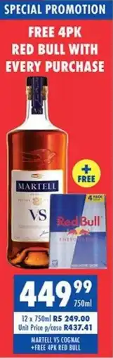Ultra Liquors Martell vs cognac + Free red bull offer