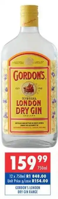 Ultra Liquors Gordon's london dry gin range offer