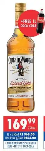 Ultra Liquors Captain morgan spiced gold rum+ free coca-cola offer