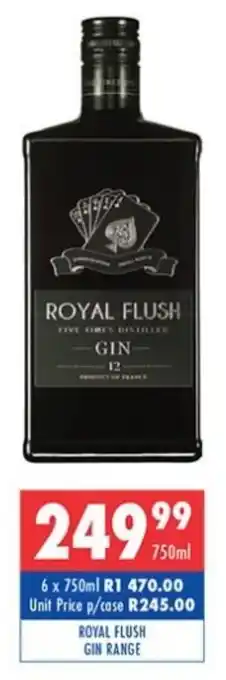 Ultra Liquors Royal flush gin range offer