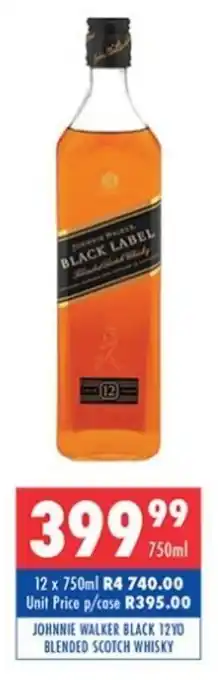 Ultra Liquors Johnnie walker black 12yo blended scotch whisky offer