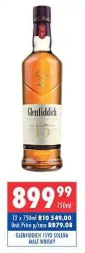Ultra Liquors Glenfiddich 15yo solera malt whisky offer