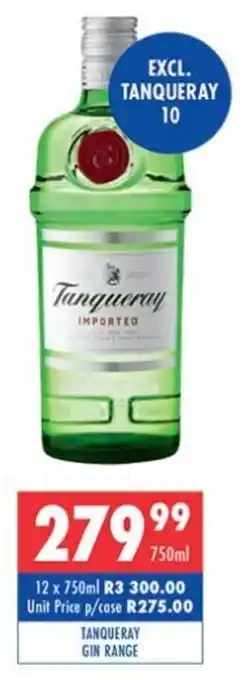 Ultra Liquors Tanqueray gin range offer