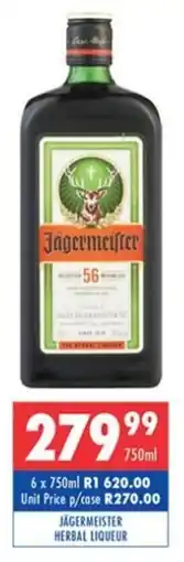 Ultra Liquors Jagermeister herbal liqueur offer