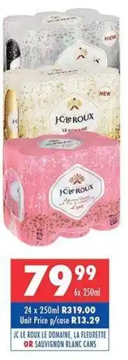 Ultra Liquors Jc le roux le domaine, la fleurette or sauvignon blanc cans offer