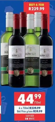 Ultra Liquors 1659 red or white offer