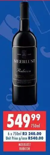 Ultra Liquors Meerlust rubicon offer