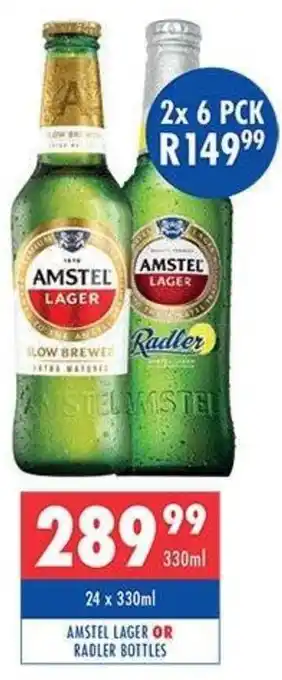 Ultra Liquors Amstel lager or radler bottles offer