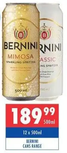 Ultra Liquors Bernini cans range offer