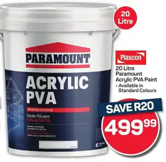 Pick n Pay Hypermarket Plascon Paramount Acrylic PVA Paint offer