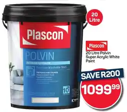 Pick n Pay Hypermarket Plascon Polvin Super Acrylic White Paint offer