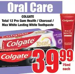 Boxer Superstores COLGATE Total 12 Pro Gum Health/ Charcoal/ Max White Lasting White Toothpaste offer