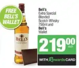 Spar Tops Bell's Extra Special Blended Scotch Whisky and Bell's Wallet offer