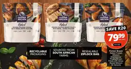 Checkers Farmer Brown Naked Frozen Chicken Drumsticks/ Thighs/Breast Fillets with Brine-Based Mixture All Variants offer