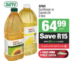 Spar SPAR Sunflower or Canola Oil offer