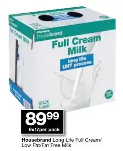 Checkers Housebrand Long Life Full Cream/ Low Fat/Fat Free Milk offer