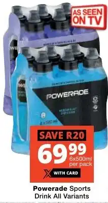 Checkers Powerade Sports Drink All Variants offer