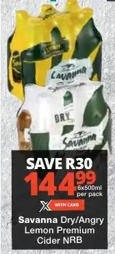 Checkers Savanna Dry/Angry Lemon Premium Cider NRB offer