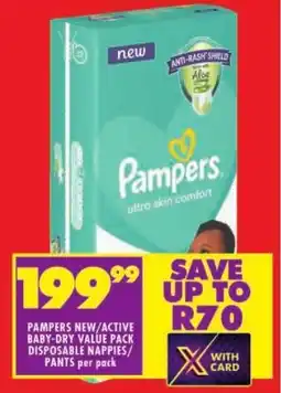 Shoprite Pampers new/ active baby-dry value pack disposable nappies/ pants offer