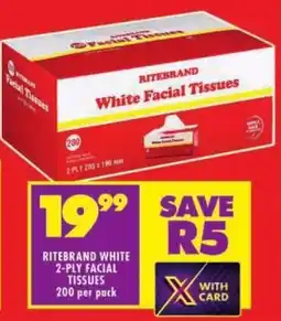 Shoprite Ritebrand white 2-ply facial tissues offer