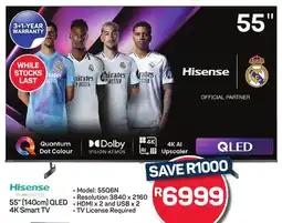 Pick n Pay Hypermarket Hisense 55" (140cm) QLED 4K Smart TV offer