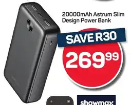Pick n Pay Hypermarket 20000mAh Astrum Slim Design Power Bank offer