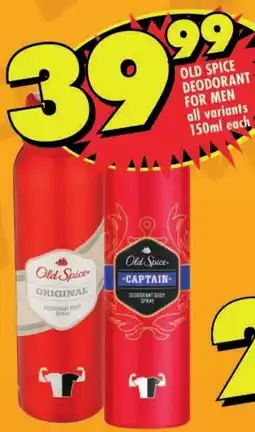 Shoprite Old spice deodorant for men all variants offer