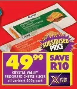 Shoprite CRYSTAL VALLEY PROCESSED CHEESE SLICES offer