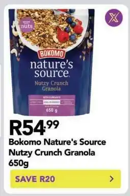 Shoprite Bokomo Nature's Source Nutzy Crunch Granola 650g offer