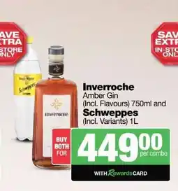 Spar Tops Inverroche Amber Gin and Schweppes offer