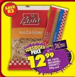 Shoprite MR. PASTA MACARONI/SPAGHETTI 500g each offer