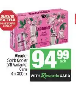 Spar Tops Absolut Spirit Cooler (All Variants) offer