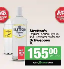 Spar Tops Stretton's Original London Dry Gin and Schweppes offer