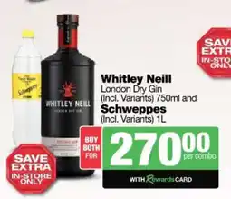 Spar Tops Whitley Neill London Dry Gin and Schweppes offer