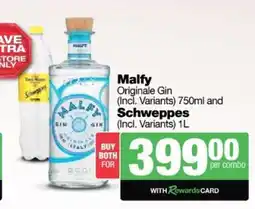 Spar Tops Malfy Originale Gin and Schweppes offer