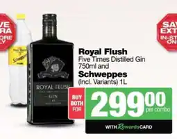 Spar Tops Royal Flush Gin and Schweppes offer