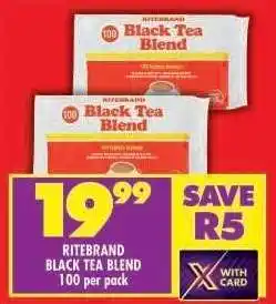 Shoprite RITEBRAND BLACK TEA BLEND 100 per pack offer