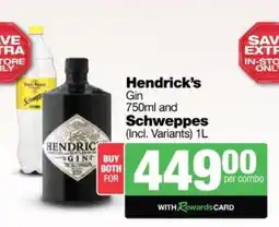 Spar Tops Hendrick's Gin and Schweppes offer