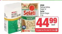 Spar SPAR Refined White Sugar or Selati Brown Sugar offer