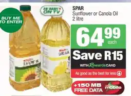 Spar SPAR Sunflower or Canola Oil offer