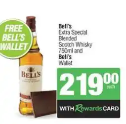 Spar Tops Bell's Extra Special Blended Scotch Whisky 750ml and Bell's Wallet offer